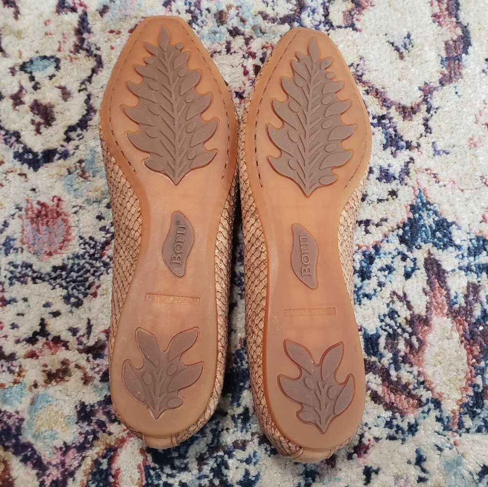 Born Tan Textured Pointed-Toe Ballet Flats with Knot Bow - Picture 5 of 9